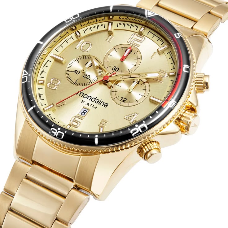 Relógio Mondaine Masculino Cronografo Dourado