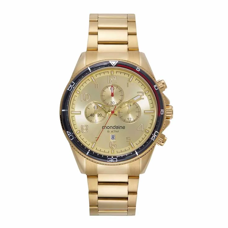 Relógio Mondaine Masculino Cronografo Dourado - Imagem 2