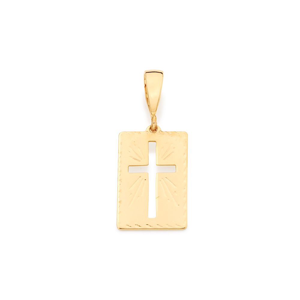 Pingente Cruz Placa Retangular