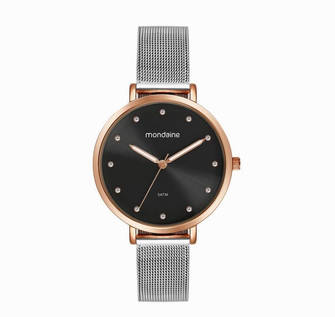 Relógio Mondaine Bicolor Prata Com Rosê