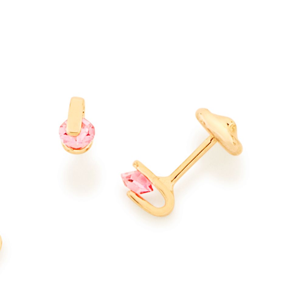 Brinco Infantil Cristais Rosa Rommanel