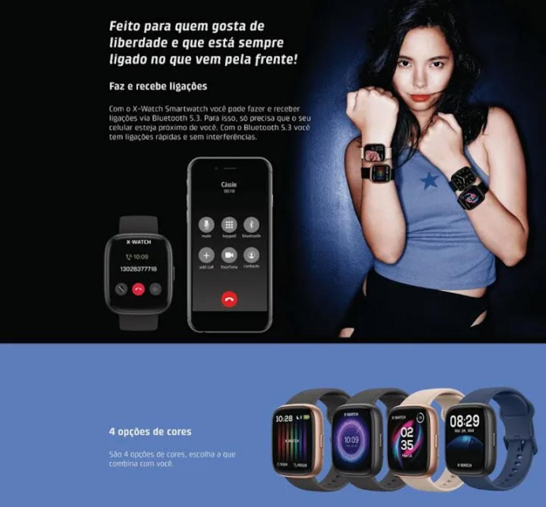 Relógio Smartwatch X-Watch Prisma Black Touch Screen - - Imagem 4