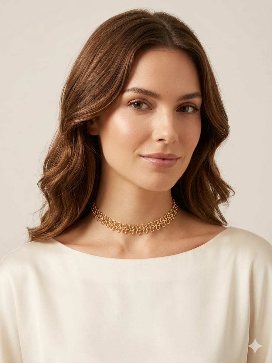Choker Elos Entrelaçados Em Formato Circular