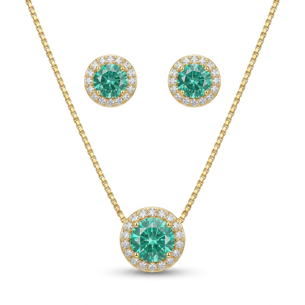 Conjunto Ponto De Luz Pedra Verde